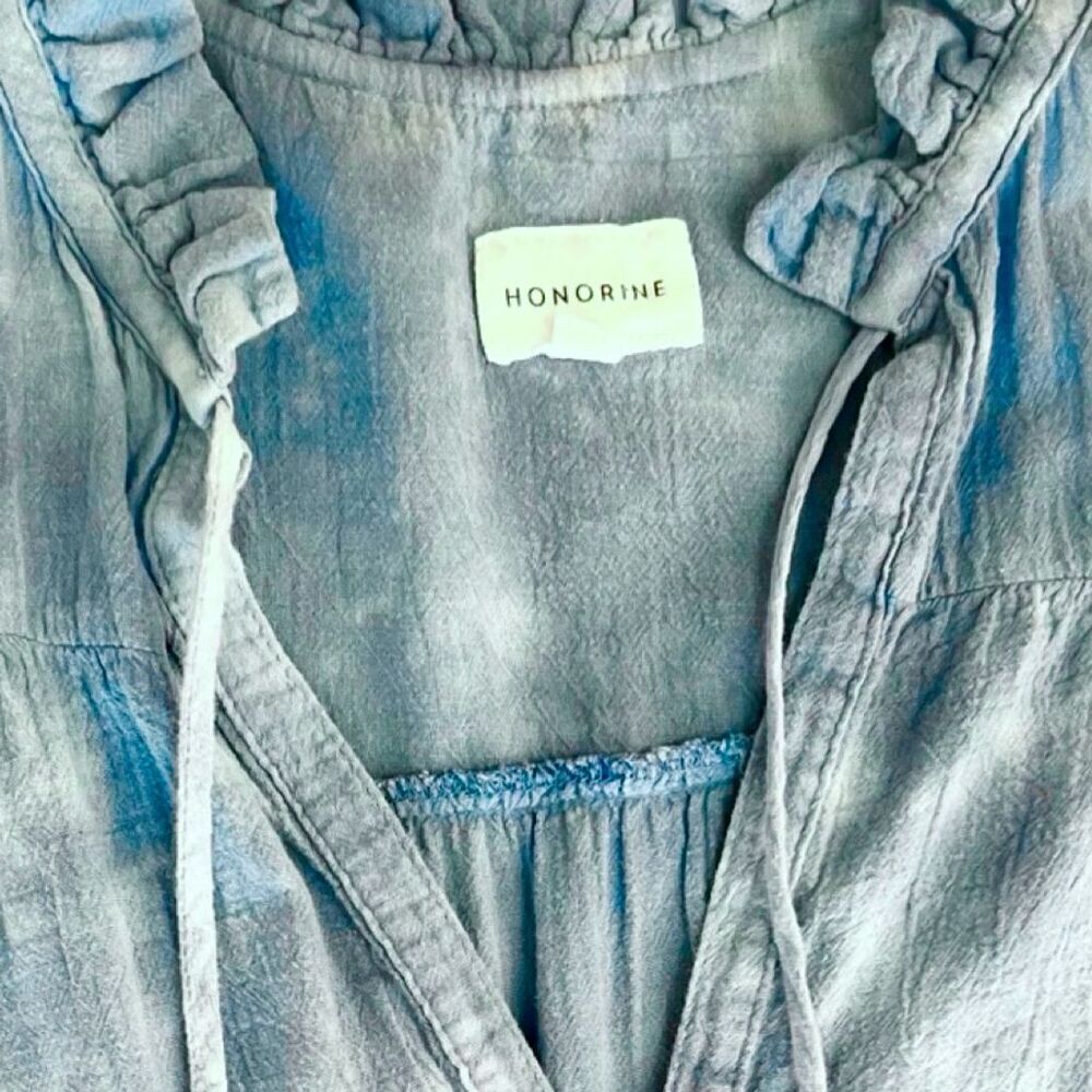 Honorine Women's Giselle Blue Tie-Dye Boho Trapeze Dress Medium - Picture 7 of 11